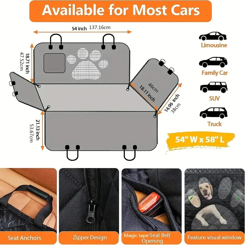 Pet Dog Cat Car Rear Seat Cover Protector – Anti-Scratch for SUV and Truck