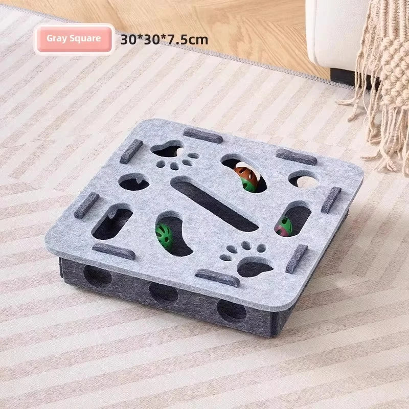 Jouet interactif 3-en-1 pour chat – Griffoir, cachette et balle intégrée