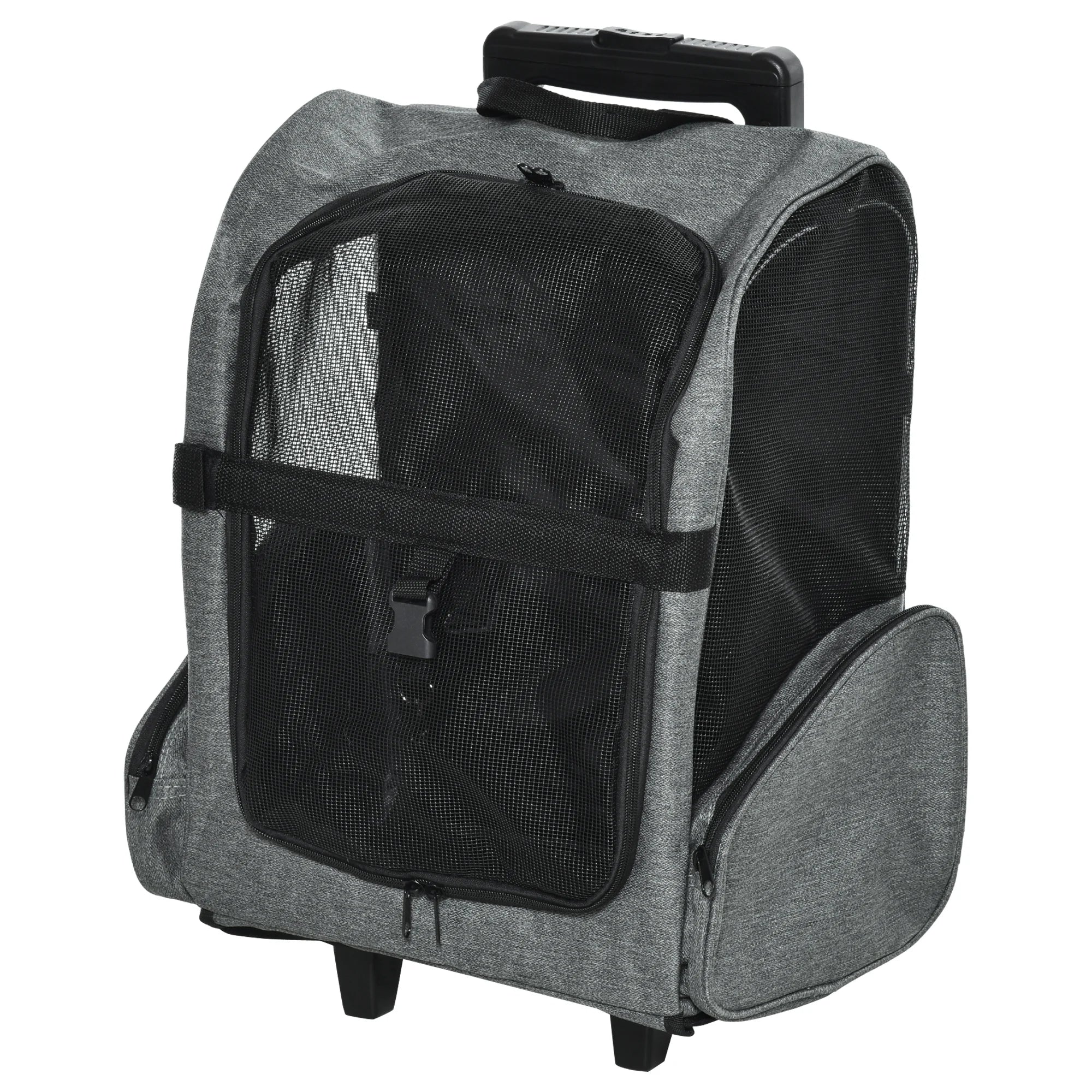 Sac de transport 2-en-1 pour chien et chat avec roulettes – Sac à dos trolley pour petits animaux (jusqu'à 4 kg)