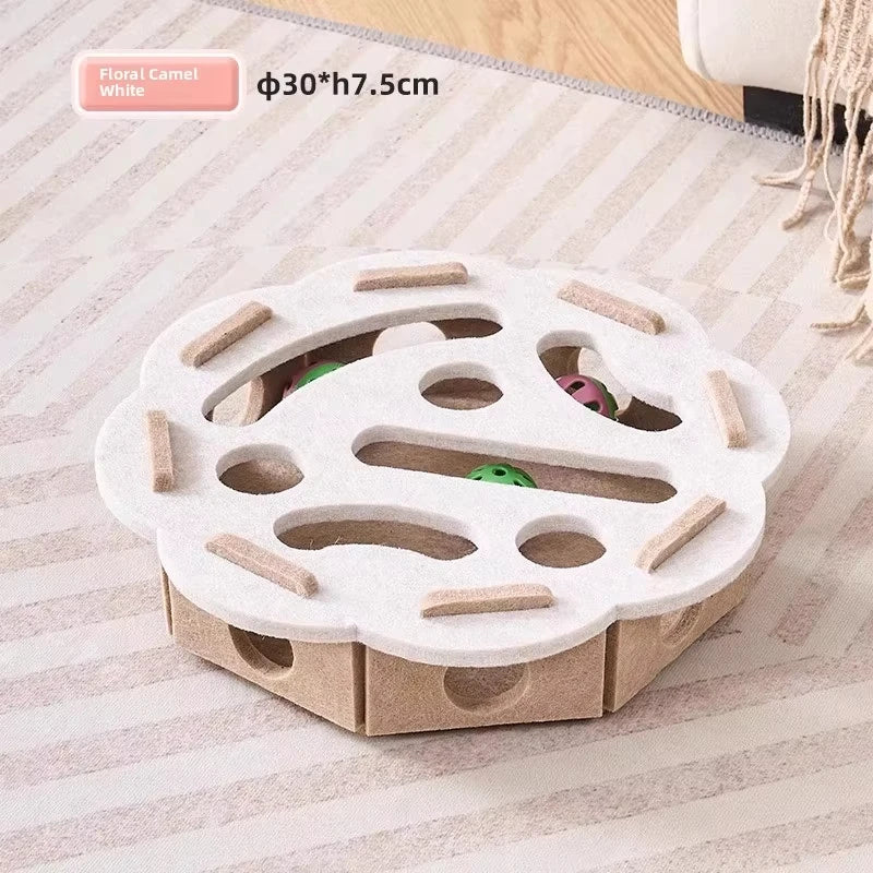 Jouet interactif 3-en-1 pour chat – Griffoir, cachette et balle intégrée