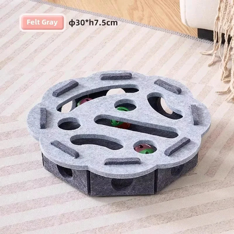 Jouet interactif 3-en-1 pour chat – Griffoir, cachette et balle intégrée